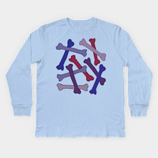 BUNCH OF BONES Purple Red Blue from my Cabinet of Curiosities - UnBlink Studio by Jackie Tahara Kids Long Sleeve T-Shirt